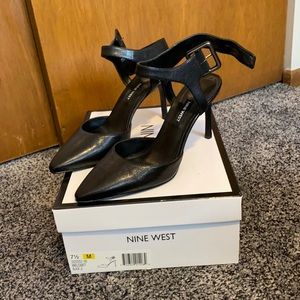 Nine West black leather heels